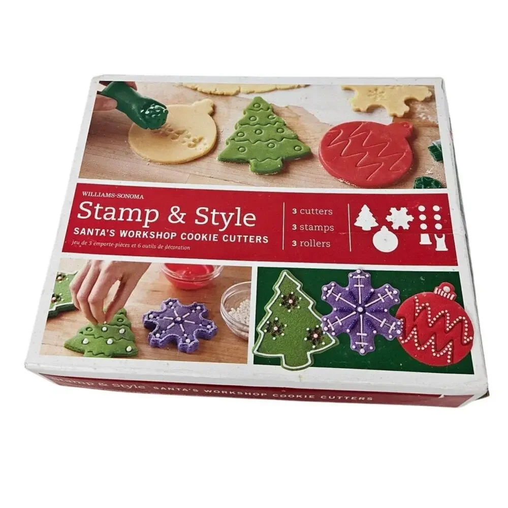 NEW Williams Sonoma Stamp Style Cookie Cutters Christmas Holiday Santa baking